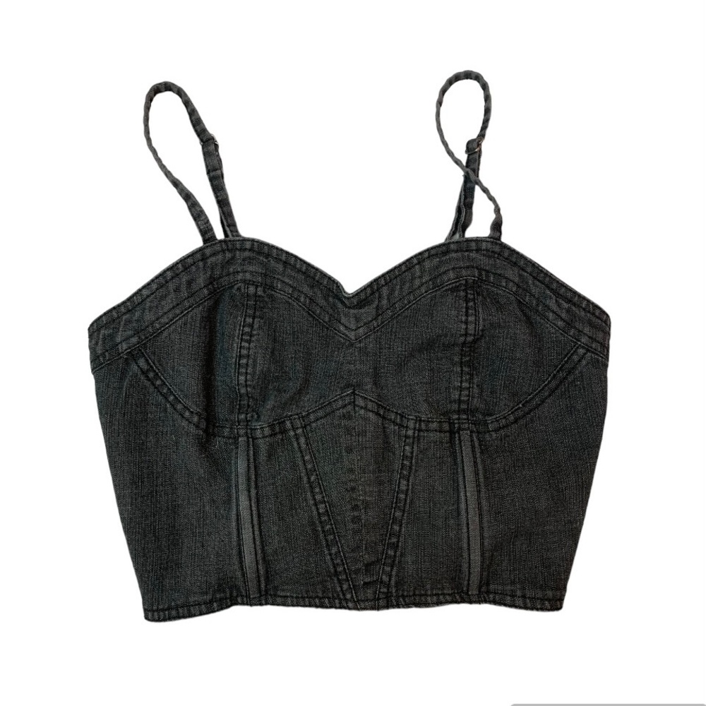 Black denim corset top crop top